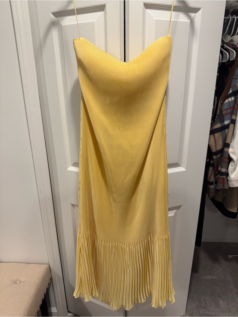 Abercrombie & Fitch Yellow Strapless Pleated Dress - Picture 1 of 6